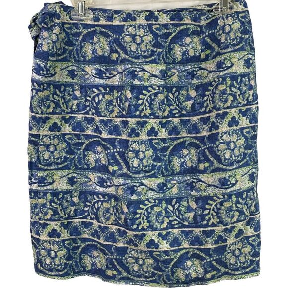Charter Club Linen Wrap Blue Skirt Size 10 - Picture 3 of 4